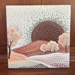 Retro Mid-Century Landscape Wall Art | Earth Tone Canvas | Boho Modern Decor